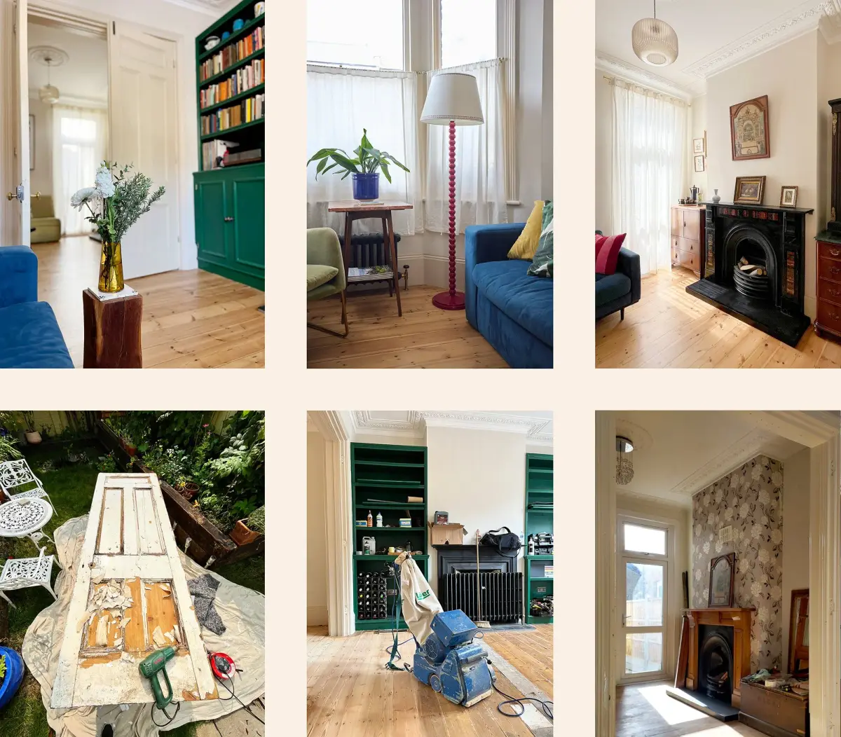 Rear sitting room with Victorian marbleised slate surround and Majolica tiles
