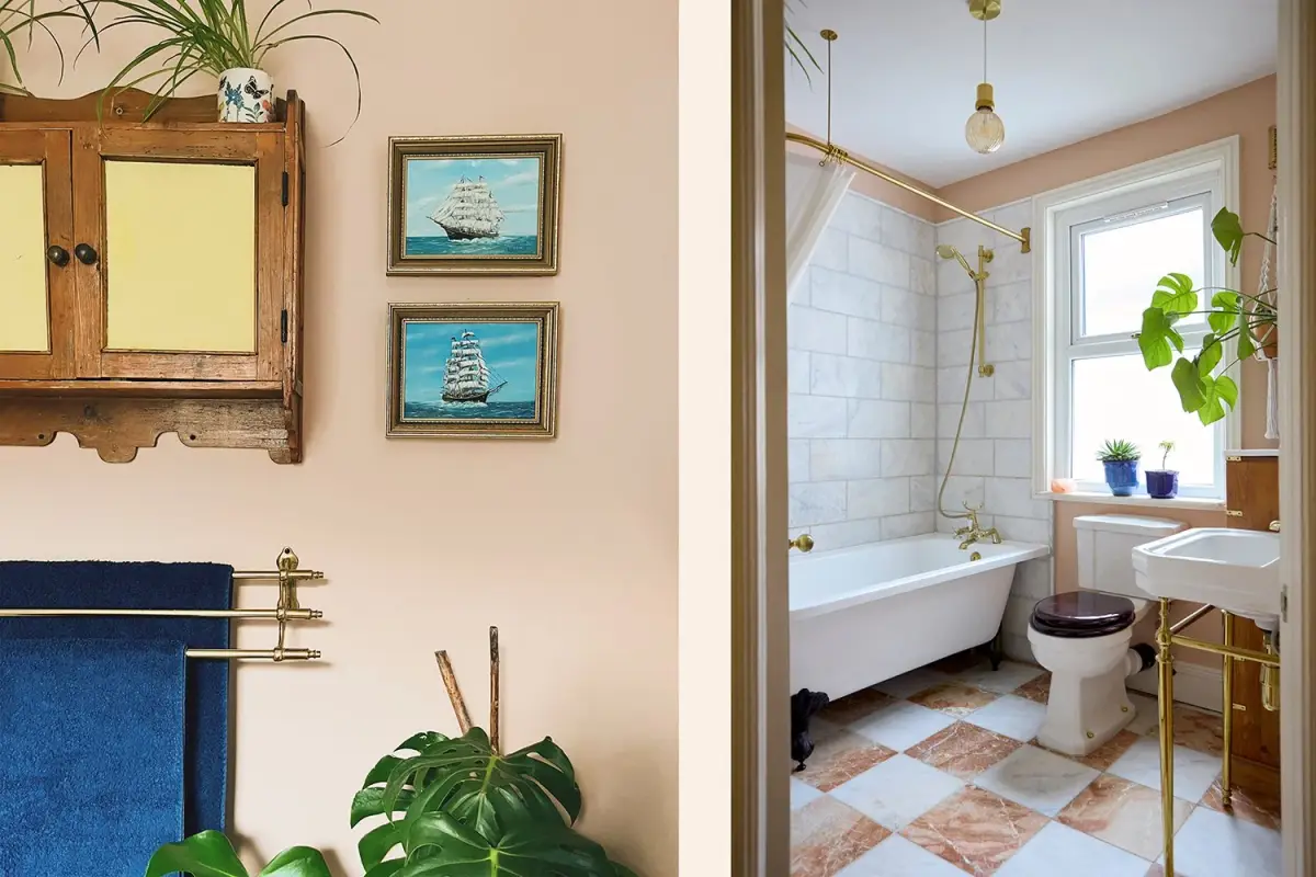 Solid tulip wood kitchen units from Rainbows with bespoke marble worktops